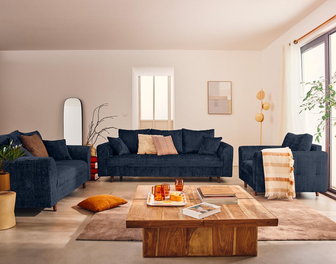 Fauteuil en velours texturé Rune