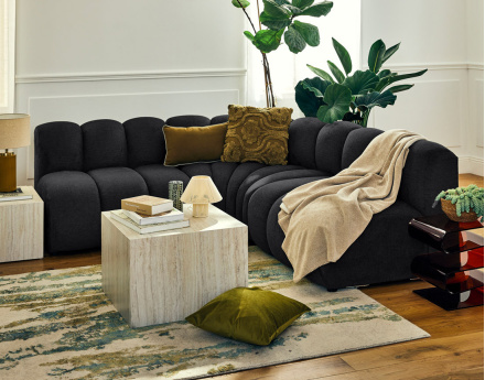 Module d'assise sans accoudoirs en tissu texturé Debbie