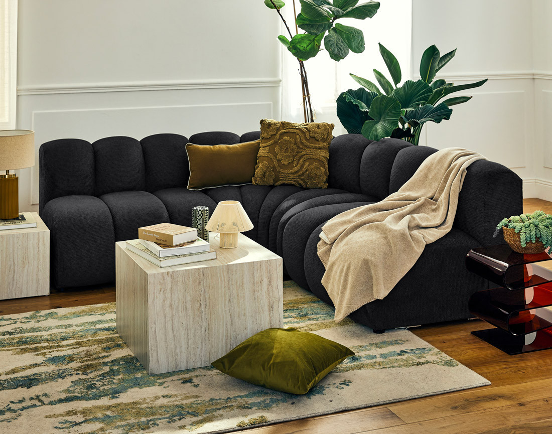 Module d'assise sans accoudoirs en tissu texturé Debbie