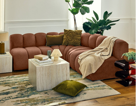 Module d'assise sans accoudoirs en tissu texturé Debbie