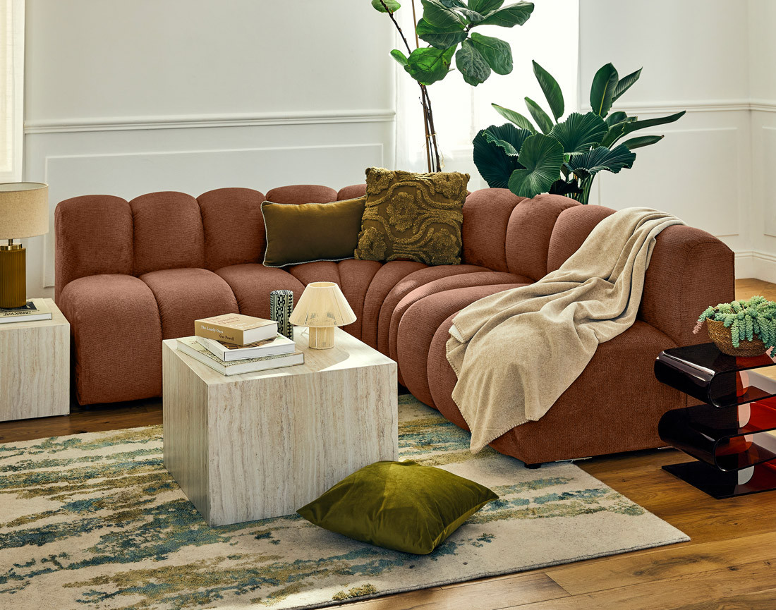 Module d'assise sans accoudoirs en tissu texturé Debbie