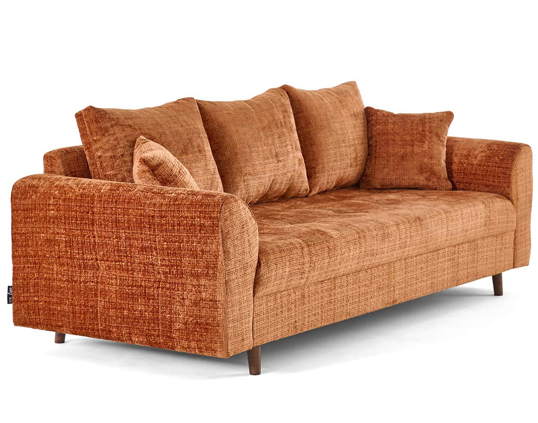 Canapé droit 3 places en velours texturé Rune