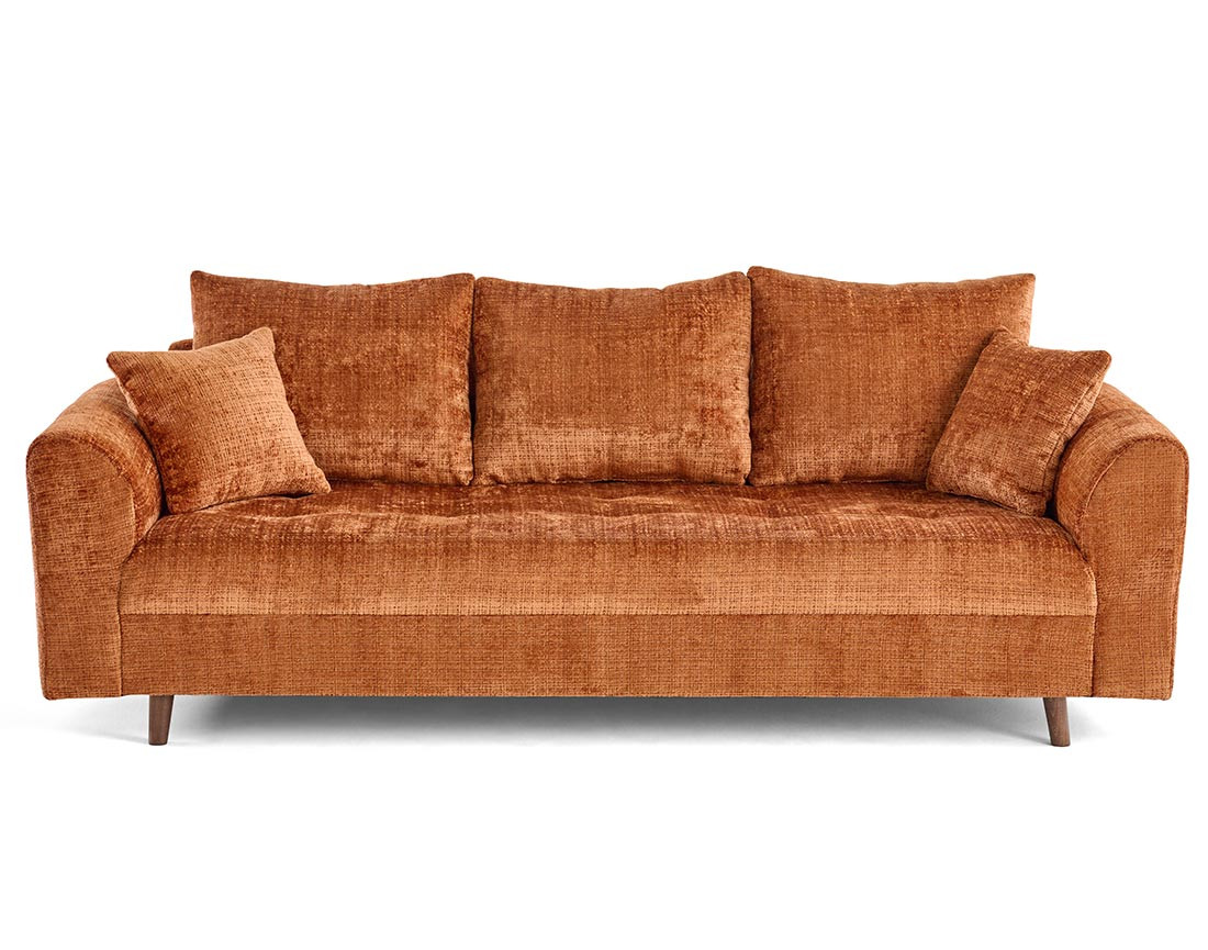 Canapé droit 3 places en velours texturé Rune