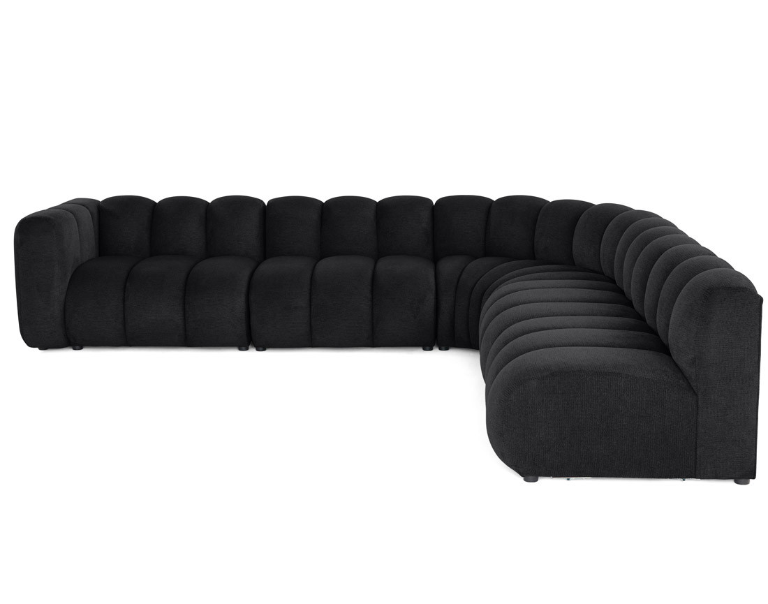 Canapé modulable d'angle droit 5 places en tissu texturé Debbie