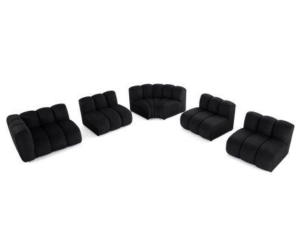 Canapé modulable d'angle droit 5 places en tissu texturé Debbie