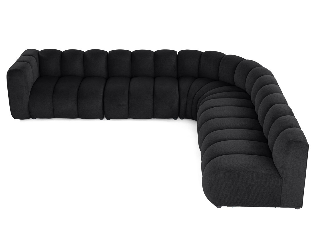 Canapé modulable d'angle droit 5 places en tissu texturé Debbie