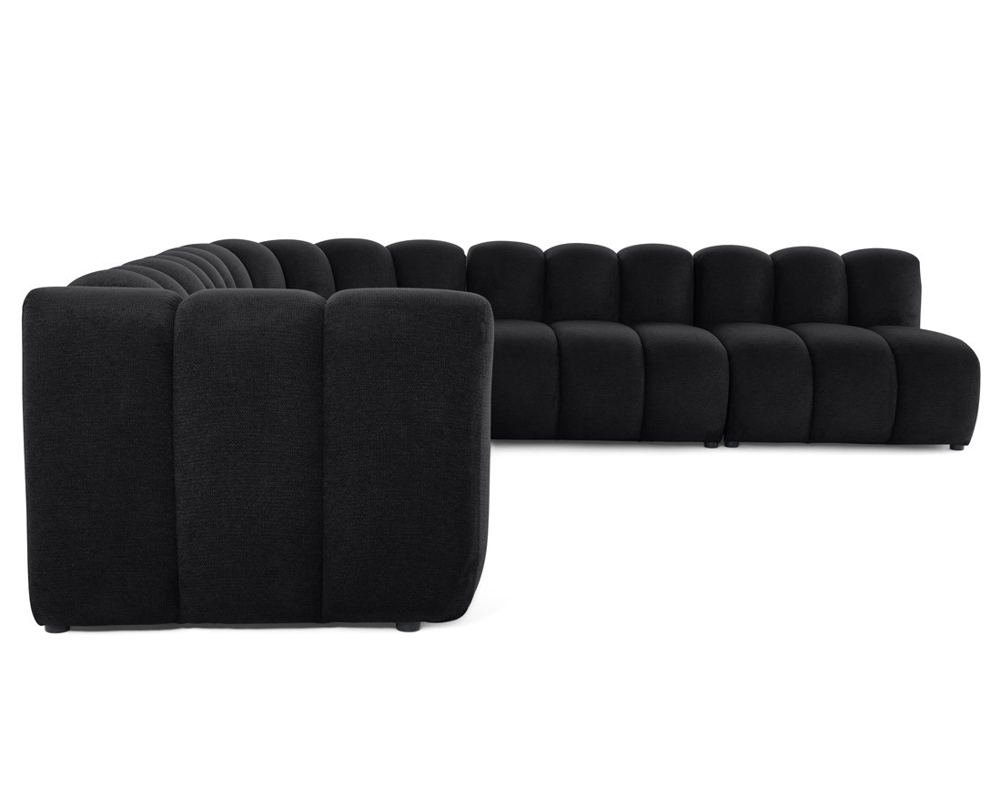 Canapé modulable d'angle droit 5 places en tissu texturé Debbie
