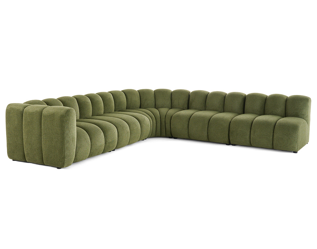 Canapé modulable d'angle droit 5 places en tissu texturé Debbie