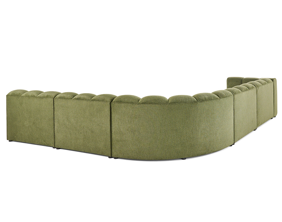 Canapé modulable d'angle droit 5 places en tissu texturé Debbie