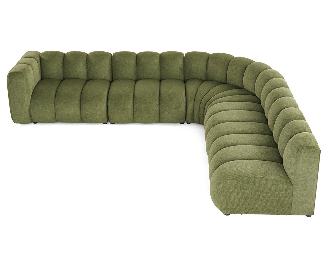 Canapé modulable d'angle droit 5 places en tissu texturé Debbie