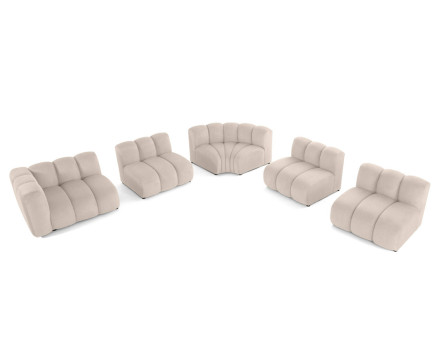 Canapé modulable d'angle droit 5 places en tissu texturé Debbie