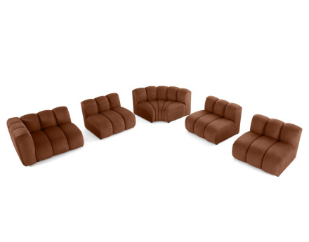 Canapé modulable d'angle droit 5 places en tissu texturé Debbie