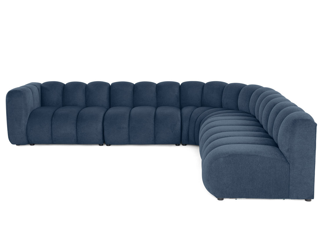 Canapé modulable d'angle droit 5 places en tissu texturé Debbie