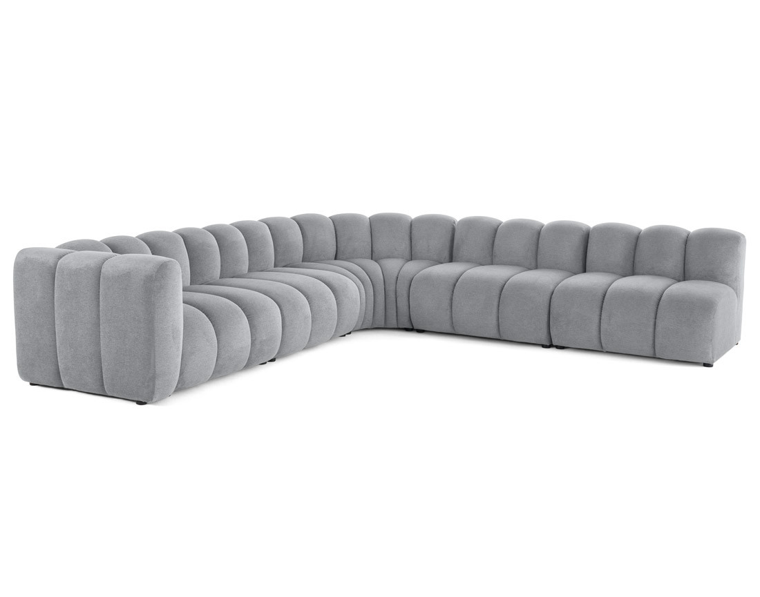 Canapé modulable d'angle droit 5 places en tissu texturé Debbie