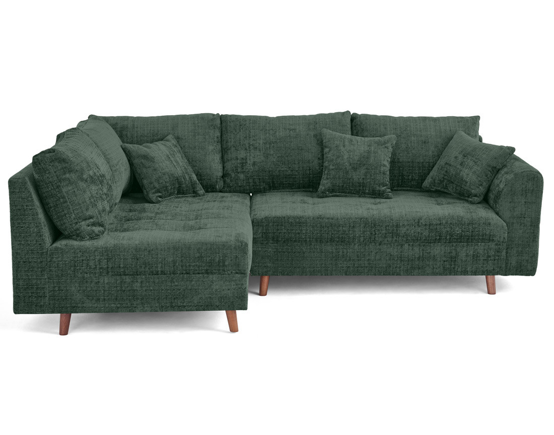 Canapé d'angle gauche 4 places en velours texturé Rune