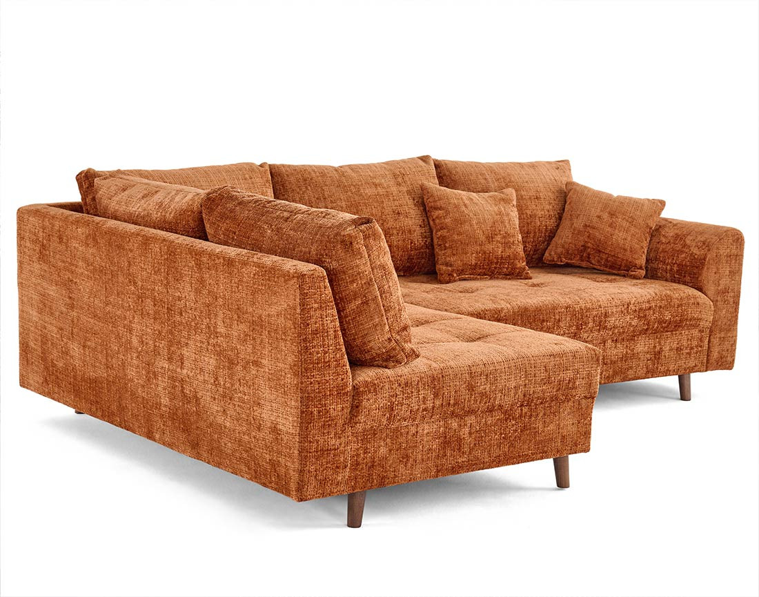 Canapé d'angle gauche 4 places en velours texturé Rune