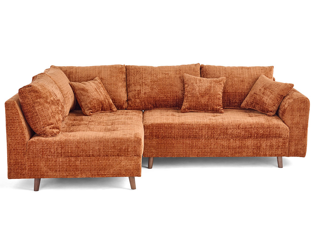 Canapé d'angle gauche 4 places en velours texturé Rune