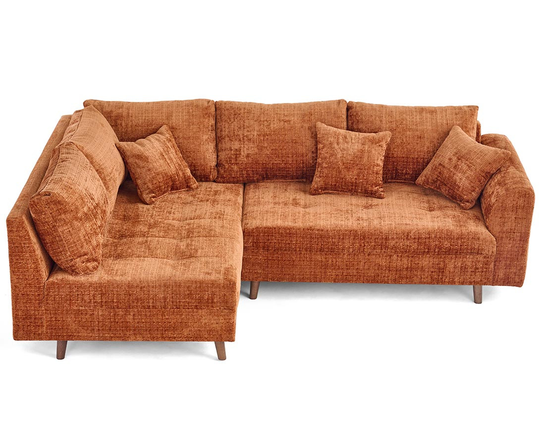 Canapé d'angle gauche 4 places en velours texturé Rune