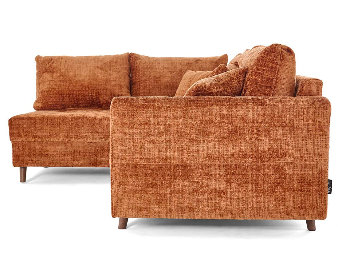 Canapé d'angle gauche 4 places en velours texturé Rune