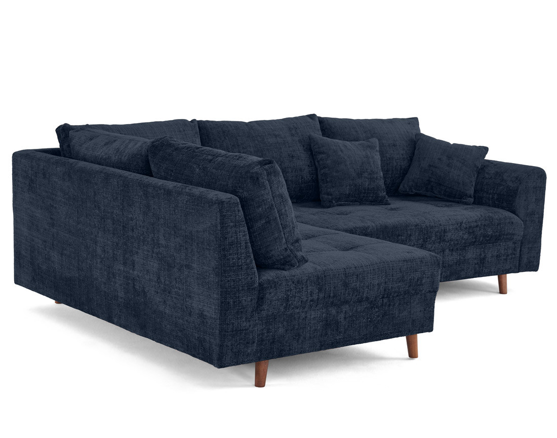 Canapé d'angle gauche 4 places en velours texturé Rune