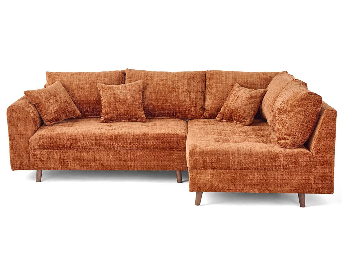 Canapé d'angle droit 4 places en velours texturé Rune