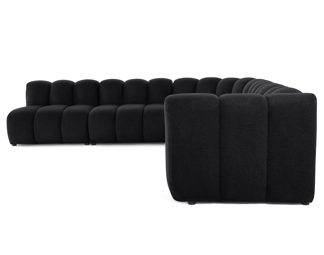 Canapé modulable d'angle gauche 5 places en tissu texturé Debbie