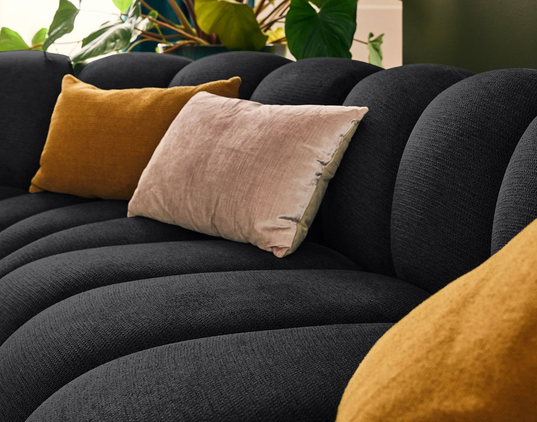 Canapé modulable d'angle gauche 5 places en tissu texturé Debbie