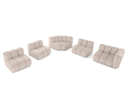 Canapé modulable d'angle gauche 5 places en tissu texturé Debbie