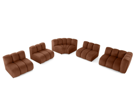 Canapé modulable d'angle gauche 5 places en tissu texturé Debbie