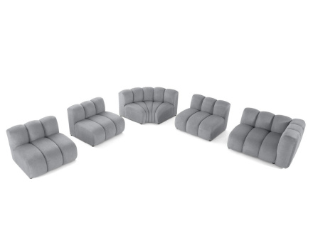 Canapé modulable d'angle gauche 5 places en tissu texturé Debbie