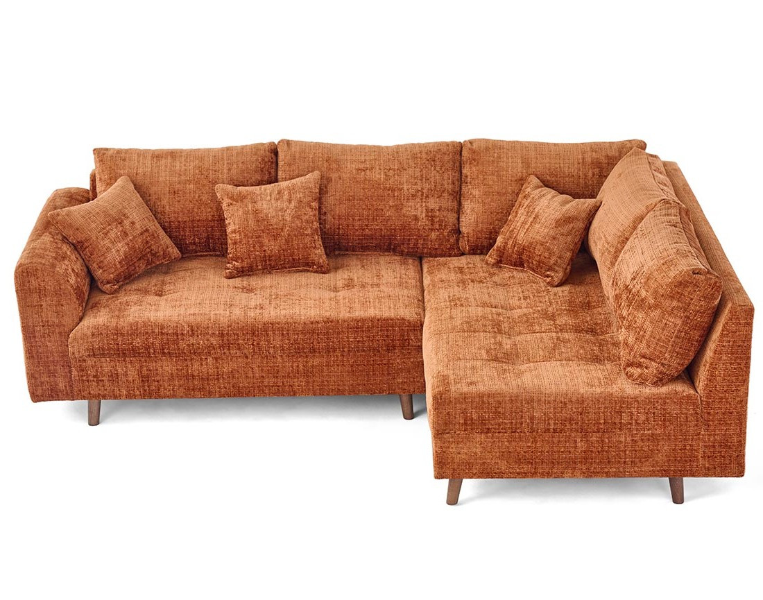 Canapé d'angle droit 4 places en velours texturé Rune