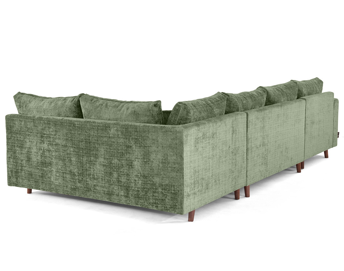 Canapé panoramique d'angle droit 7 places en velours texturé Rune