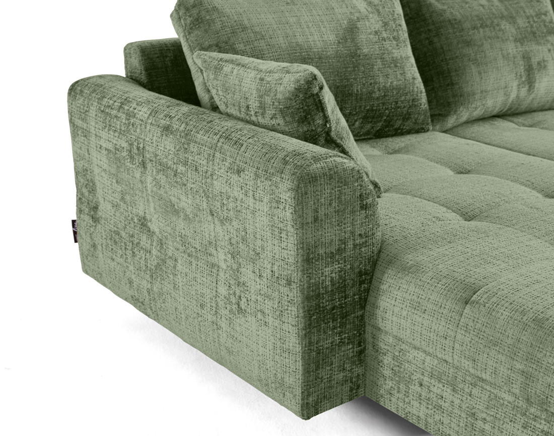 Canapé panoramique d'angle droit 7 places en velours texturé Rune