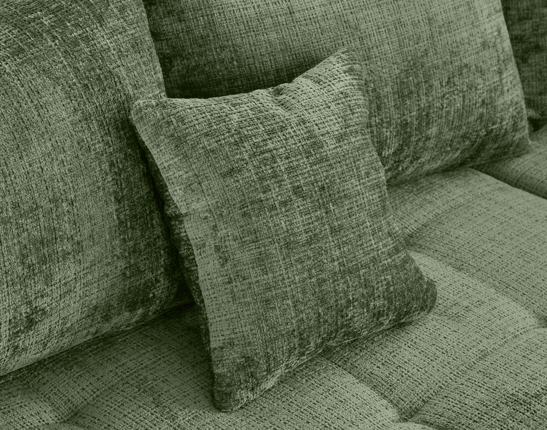 Canapé panoramique d'angle droit 7 places en velours texturé Rune