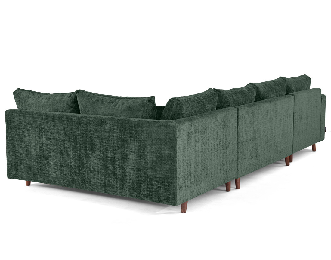 Canapé panoramique d'angle droit 7 places en velours texturé Rune