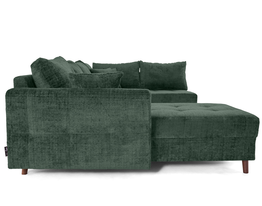 Canapé panoramique d'angle droit 7 places en velours texturé Rune