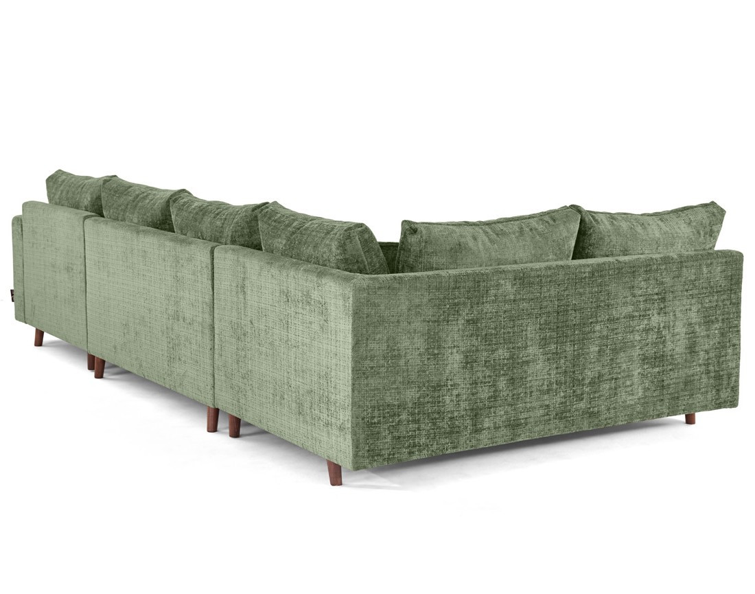 Canapé panoramique d'angle gauche 7 places en velours texturé Rune