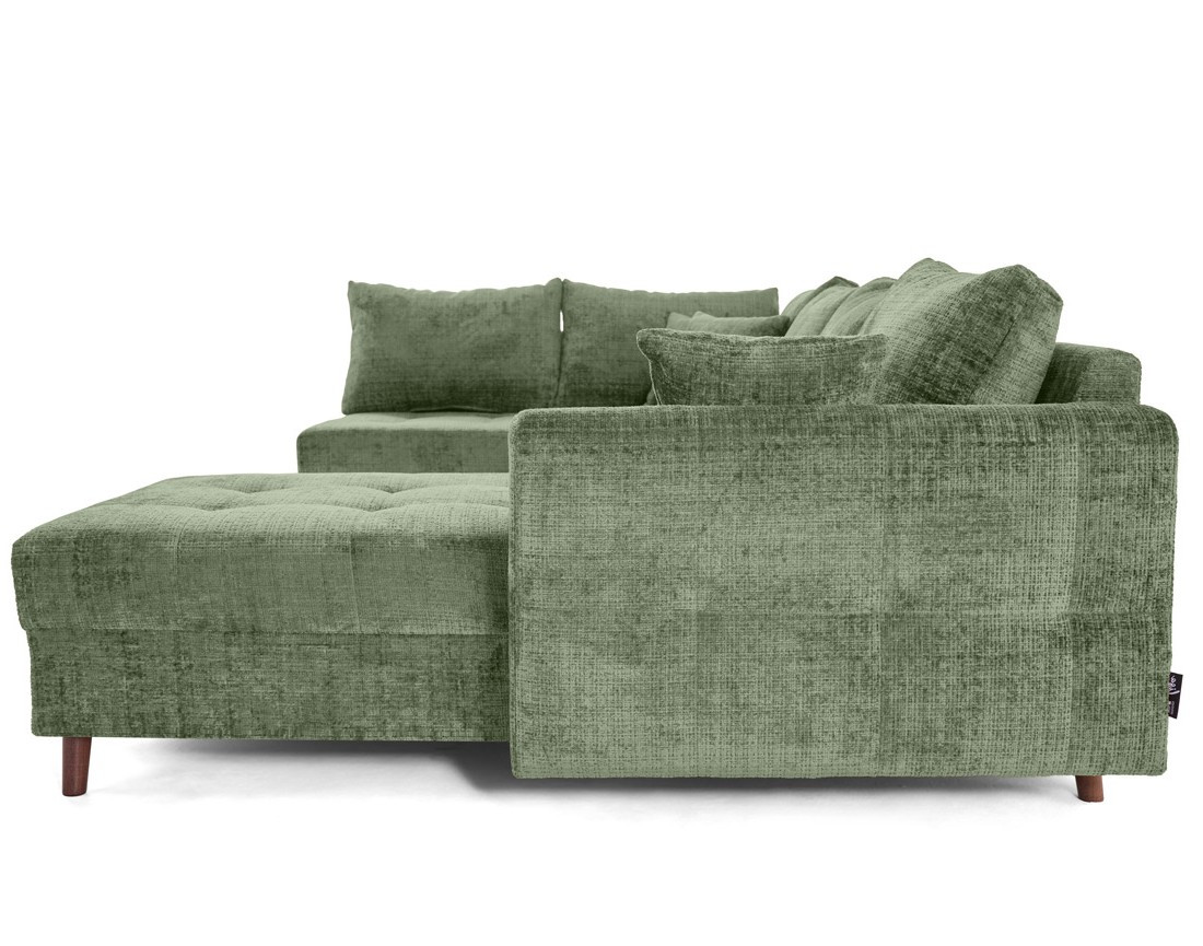 Canapé panoramique d'angle gauche 7 places en velours texturé Rune