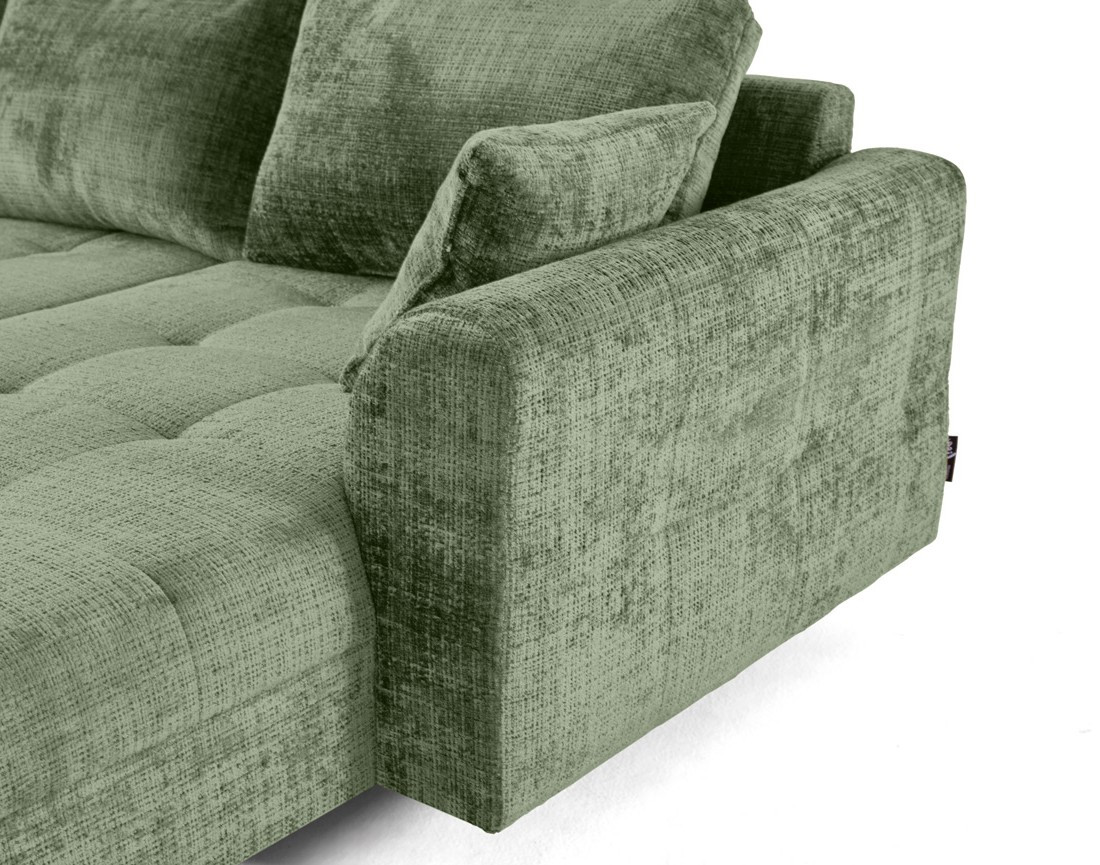 Canapé panoramique d'angle gauche 7 places en velours texturé Rune