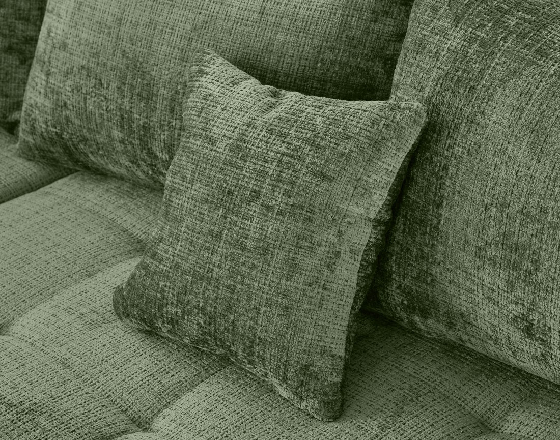 Canapé panoramique d'angle gauche 7 places en velours texturé Rune