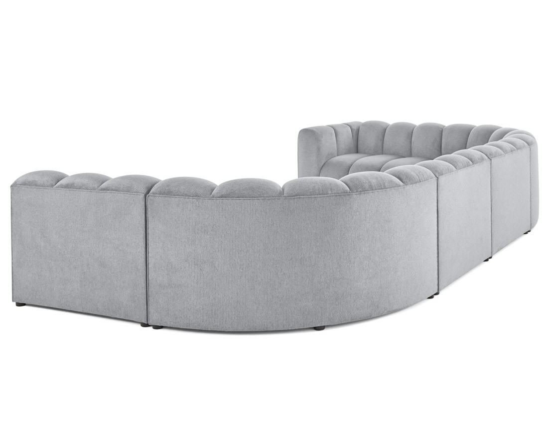 Canapé modulable panoramique d'angle droit 7 places en tissu texturé Debbie