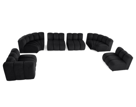 Canapé modulable panoramique d'angle droit 7 places en tissu texturé Debbie