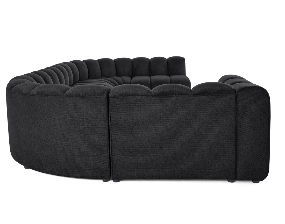 Canapé modulable panoramique d'angle droit 7 places en tissu texturé Debbie