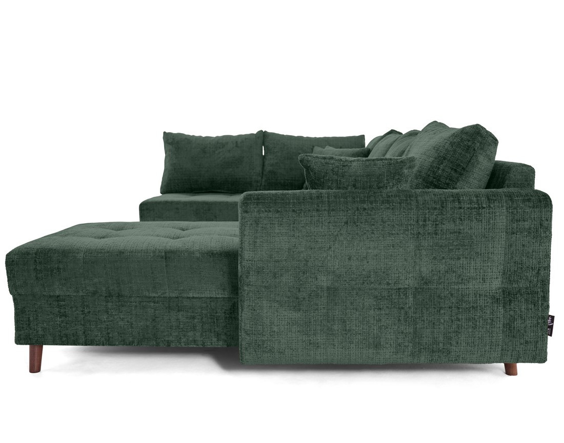 Canapé panoramique d'angle gauche 7 places en velours texturé Rune