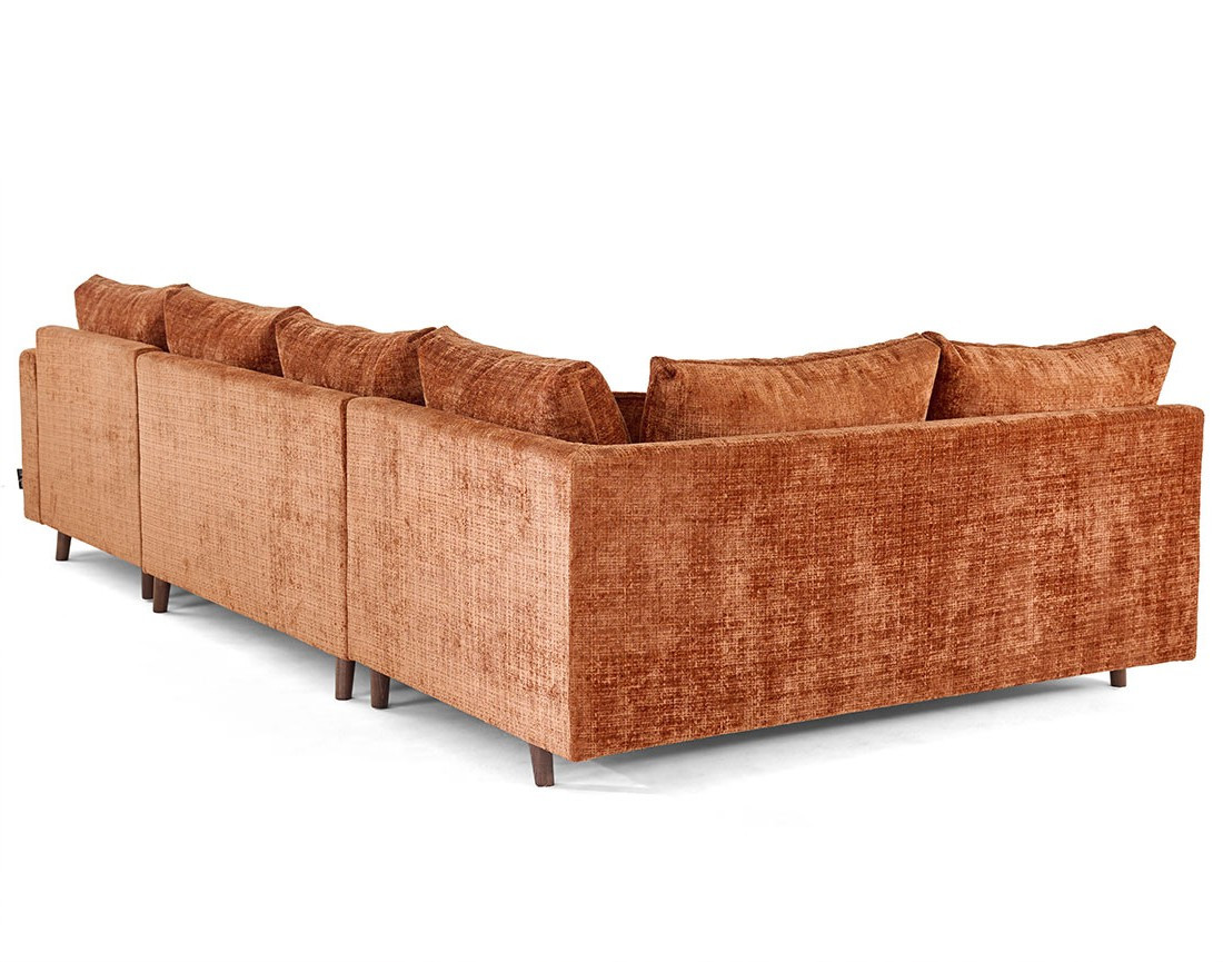 Canapé panoramique d'angle gauche 7 places en velours texturé Rune