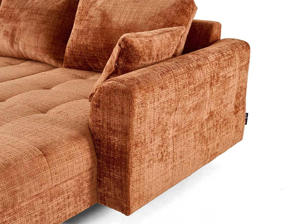 Canapé panoramique d'angle gauche 7 places en velours texturé Rune