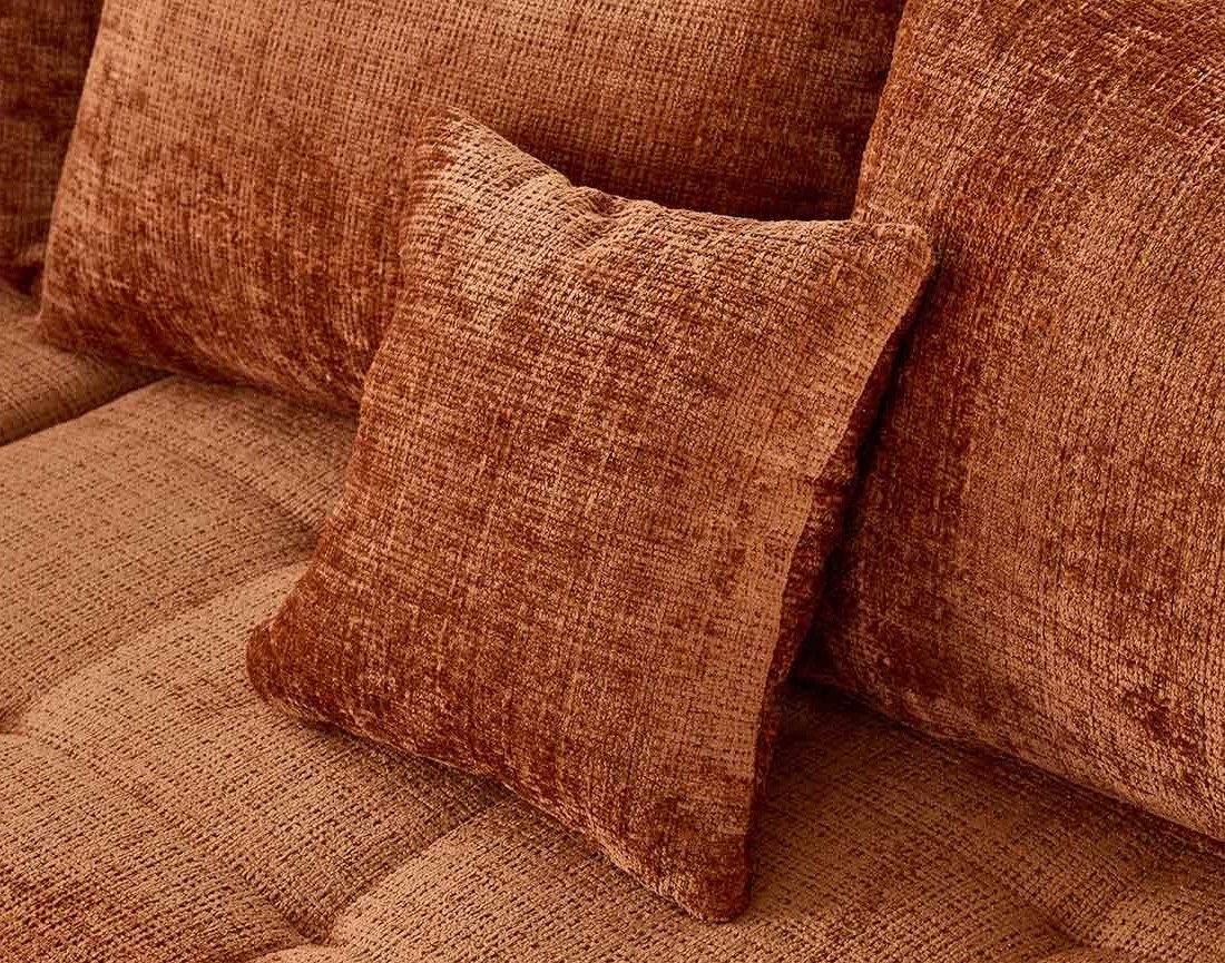 Canapé panoramique d'angle gauche 7 places en velours texturé Rune