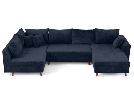 Canapé panoramique d'angle gauche 7 places en velours texturé Rune