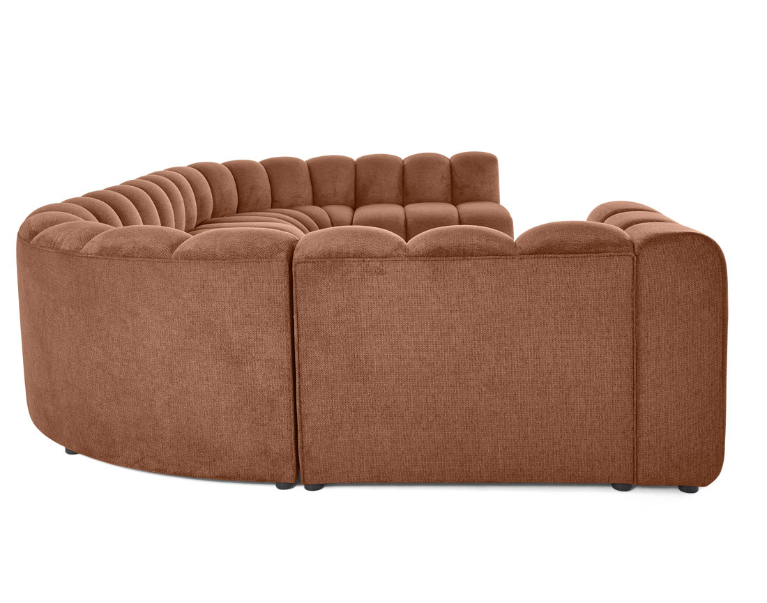 Canapé modulable panoramique d'angle droit 7 places en tissu texturé Debbie