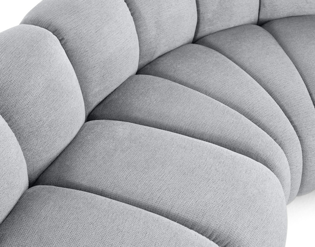 Canapé modulable panoramique d'angle droit 7 places en tissu texturé Debbie